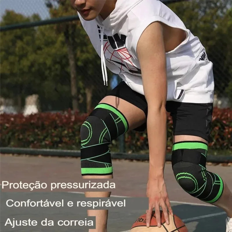 Joelheira De Compressão Com Alças Ajustáveis Para Corrida, Treino e Uso Esportivo